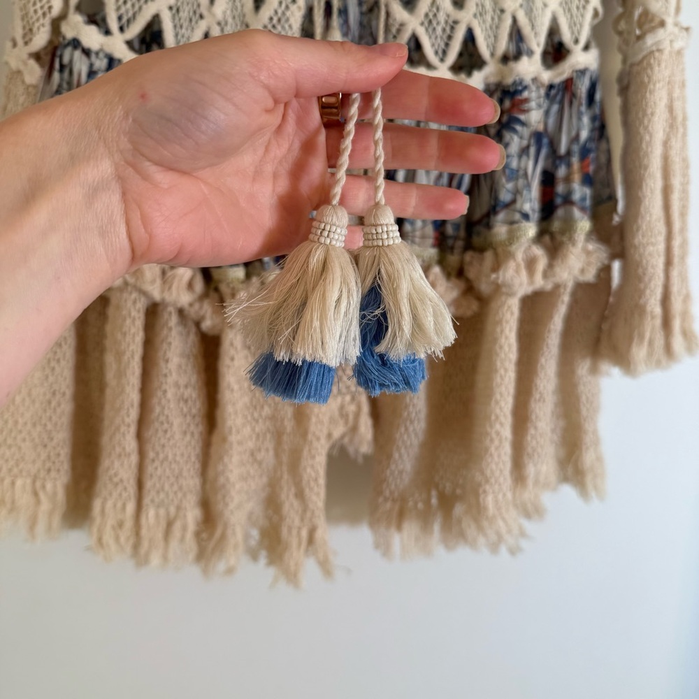 Kitsch & Pop Anthro Boho Tie Front Crochet Layered Long Tunic/Dress Festival S/M - Picture 12 of 16
